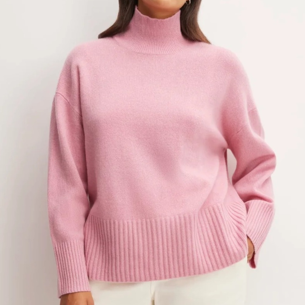 Everlane Cashmere Oversized Turtleneck Sweater Bubblegum Pink Size XXS